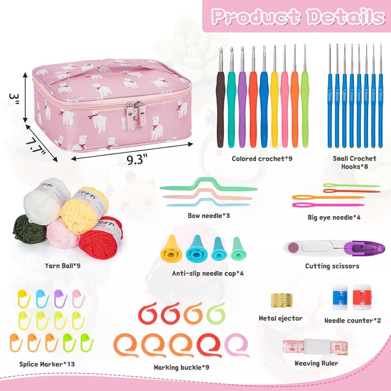 GMAK Crochet Kit for Beginners Adults, 59 PCS Crocheting Sets Include Yarn, Hooks and Tools, Portable Crochet Starter Kit for Making Variety Projects Crocheting Supplies, Pink Alpaca - Image 3